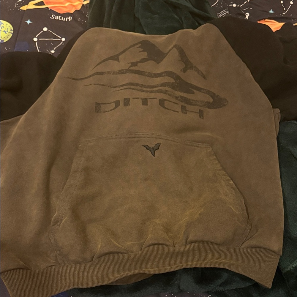 Brown Ditch Hoodie with Mountain Design